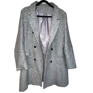 Emery Rose Chic Women's Gray Herringbone Pea Coat